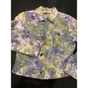 ANAGE Women's Tie Dye Embroidered Jacket Size M Cotton